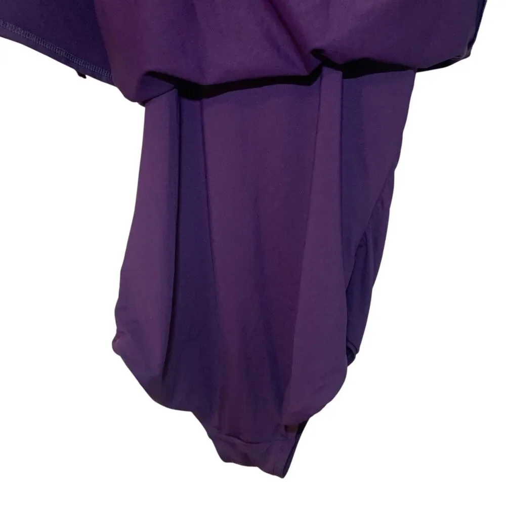 Lands End Purple Sweetheart Swim Dress One Piece Adjustable Straps 12L Beach
